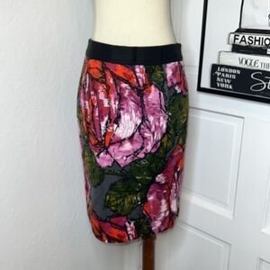Trina Turk Rose Print Pencil Skirt Size 4